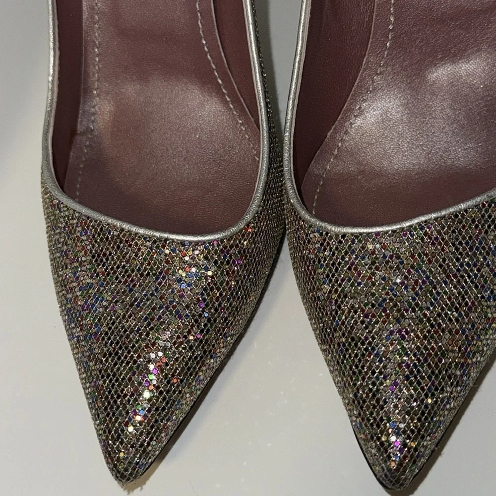 Jean Michel Cazabat Silver Sparkly Disco Ball Stiletto Heels Pumps Women’s 38